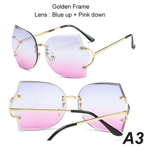New Rimless Gradient Metal Frame Women Sunglasses