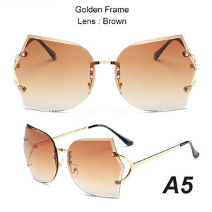 New Rimless Gradient Metal Frame Women Sunglasses
