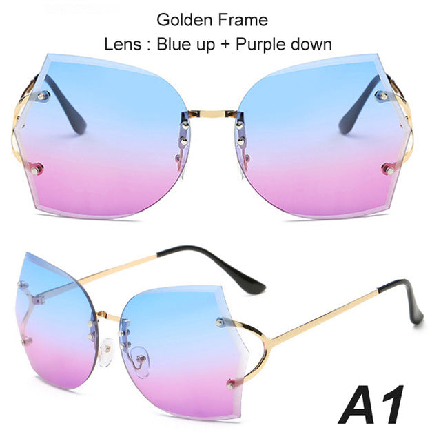 Rimless Gradient Top Quality Women Sunglasses